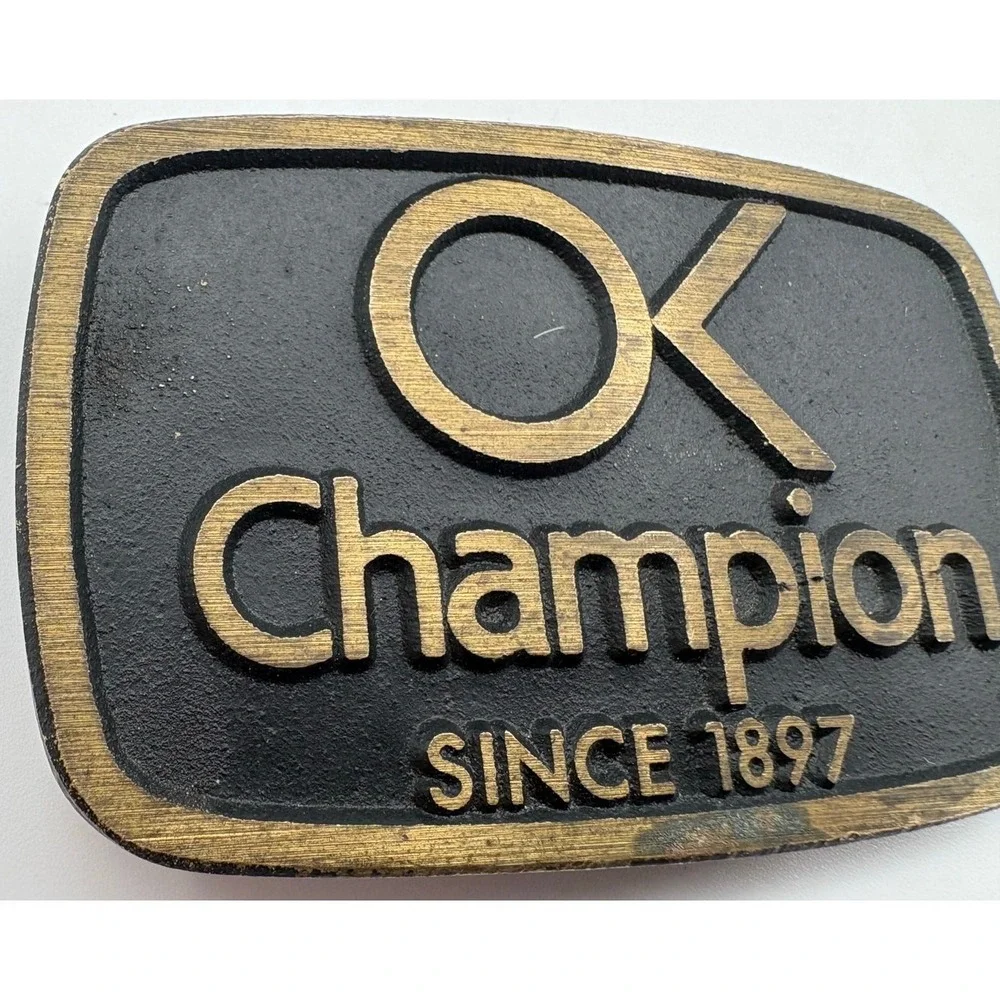 OK Champion Since 1897 Belt‎ Buckle Solid Brass DynaBuckle Utah USA Vintage